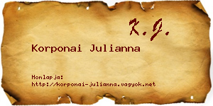 Korponai Julianna névjegykártya